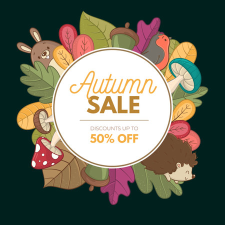 hand drawn autumn sale background vector design illustrationのイラスト素材