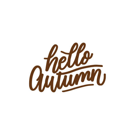 hello autumn lettering background with photo vector design illustrationのイラスト素材