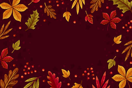 flat  autumn leaves background vector design illustrationのイラスト素材