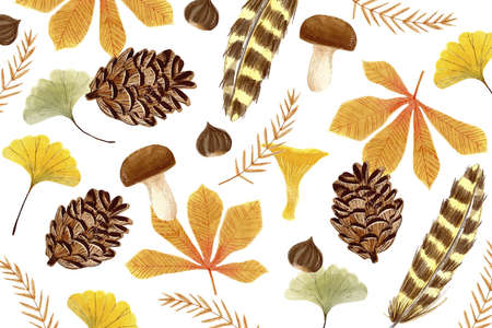 watercolor autumn background vector design illustration
