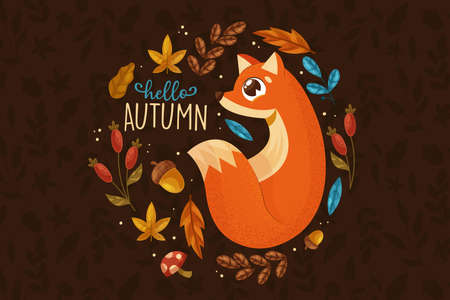 flat  autumn background vector design illustrationのイラスト素材