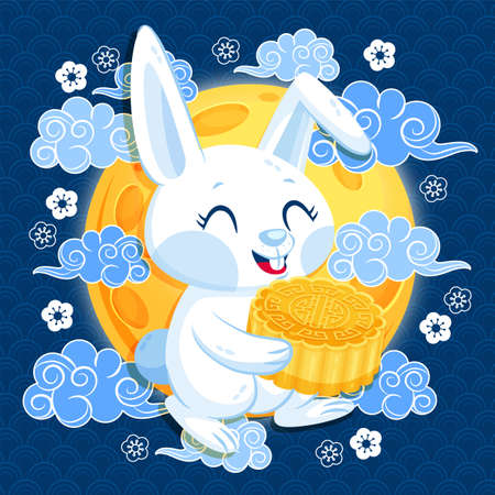 flat  mid autumn festival vector design illustrationのイラスト素材