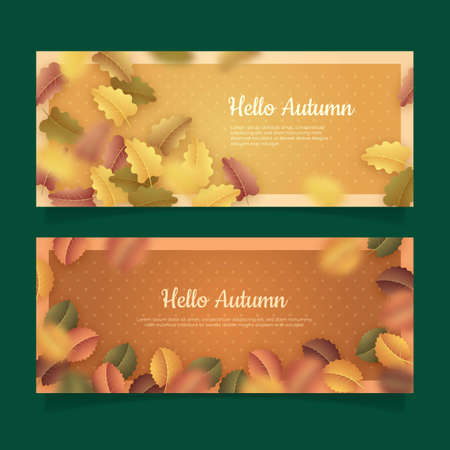 realistic autumn banners set vector design illustrationのイラスト素材