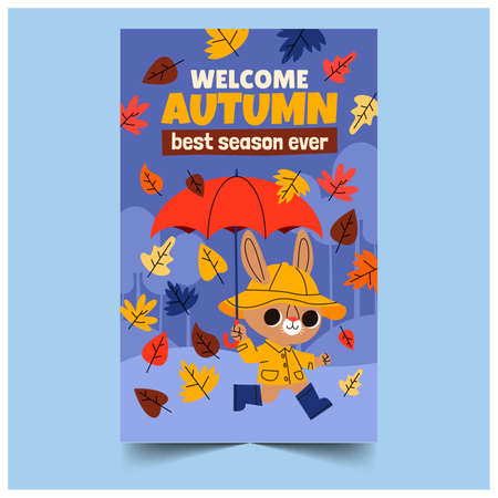 cartoon autumn vertical flyer template vector design illustrationのイラスト素材