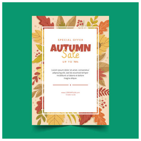 hand drawn autumn vertical flyer template vector design illustrationのイラスト素材