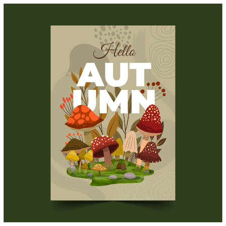 hand drawn autumn vertical poster template vector design illustrationのイラスト素材