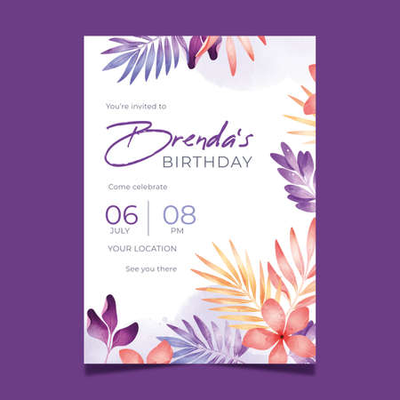 beautiful floral birthday invitation template vector design illustrationのイラスト素材