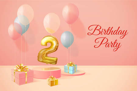 realistic 3d birthday background vector design illustrationのイラスト素材