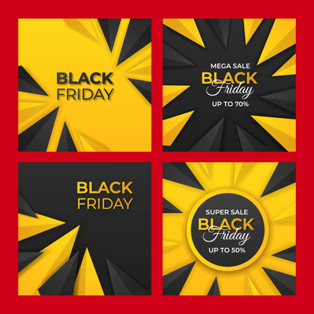 realistic black friday posts collection vector design illustrationのイラスト素材
