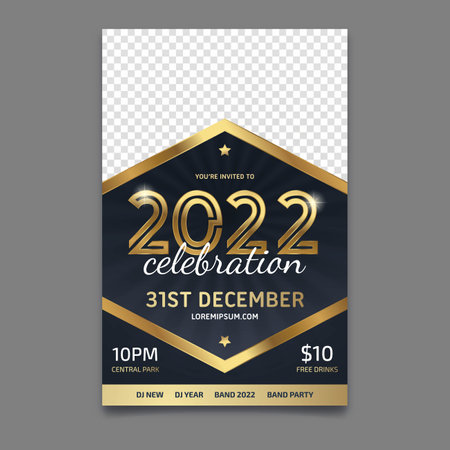 flyer template new year 2022 with people drinking champagne vector design illustrationのイラスト素材