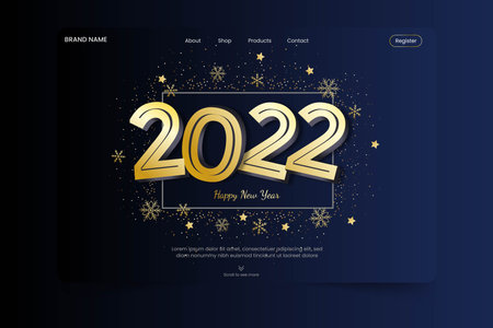flat new year landing page template vector design illustration