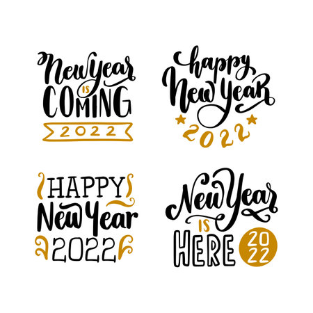 new year 2022 lettering collection vector design illustrationのイラスト素材