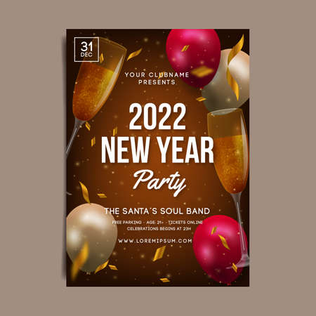 realistic new year 2022 party poster template vector design illustration