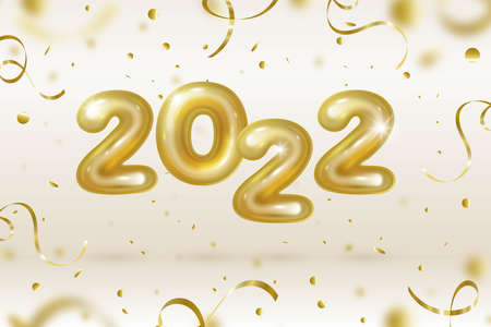 realistic new year 2022 balloons background vector design illustrationのイラスト素材