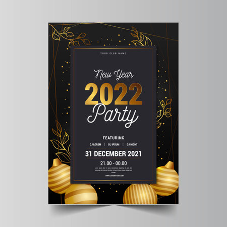golden new year  2022 party poster template vector design illustrationのイラスト素材