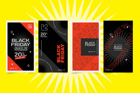 flat black friday stories collection vector design illustration