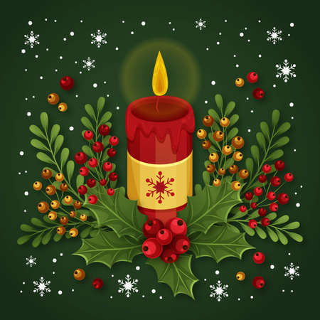 christmas candle flat background vector design illustrationのイラスト素材