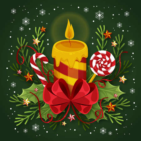 flat christmas candle background vector design illustrationのイラスト素材