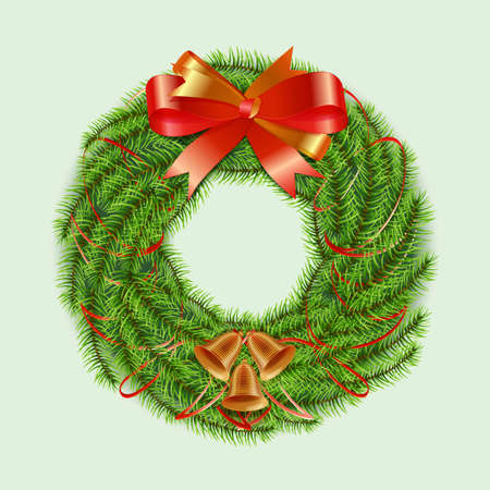 realistic christmas wreath concept vector design illustrationのイラスト素材