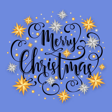 christmas lettering with realistic elements vector design illustrationのイラスト素材