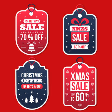 flat christmas sale tag collection vector design illustrationのイラスト素材