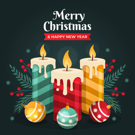 flat christmas candle background concept vector design illustrationのイラスト素材