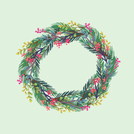 watercolor christmas wreath vector design illustrationのイラスト素材