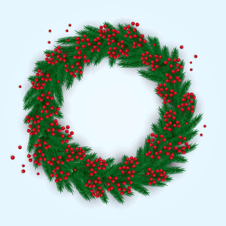 realistic colorful christmas wreath vector design illustrationのイラスト素材