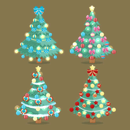 hand drawn christmas tree collection vector design illustrationのイラスト素材