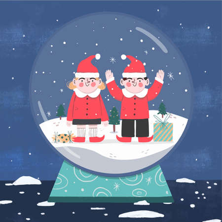 hand drawn christmas snowball globe vector design illustrationのイラスト素材