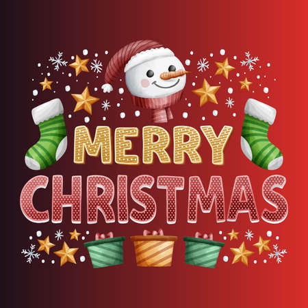 merry Christmas lettering concept vector design illustrationのイラスト素材
