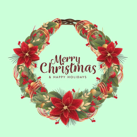 hand drawn christmas wreath vector design illustrationのイラスト素材