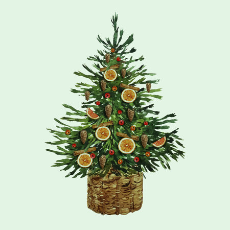 christmas tree watercolor vector design illustrationのイラスト素材