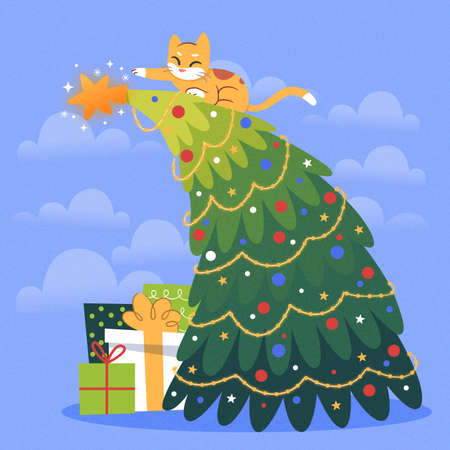 flat christmas tree vector design illustrationのイラスト素材