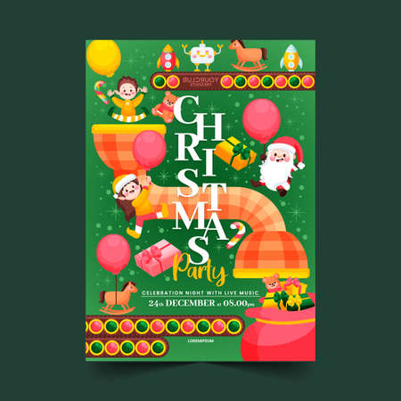 hand drawn Christmas party flyer template vector design illustrationのイラスト素材