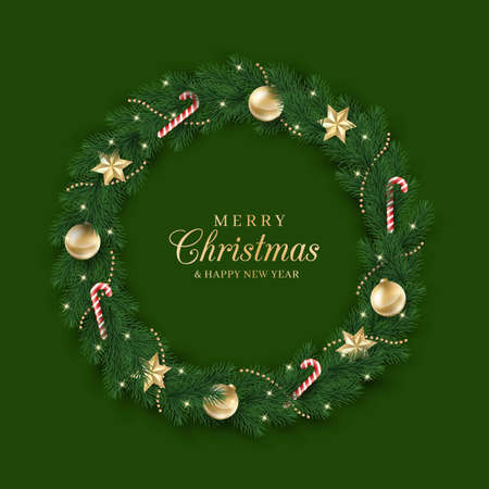 realistic christmas wreath template vector design illustrationのイラスト素材