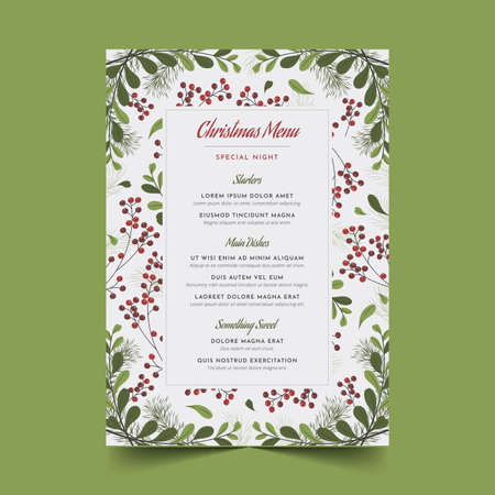flat christmas menu template vector design illustrationのイラスト素材