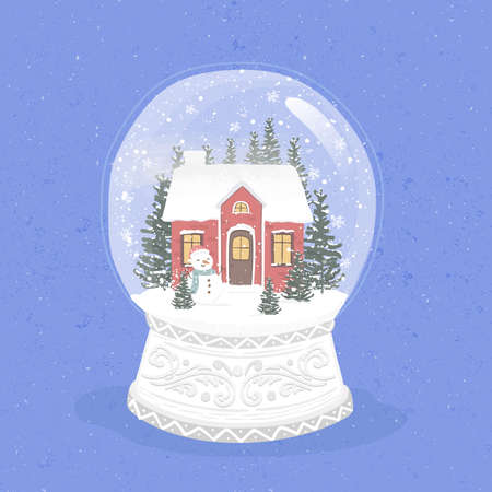 vintage christmas snowball globe vector design illustrationのイラスト素材