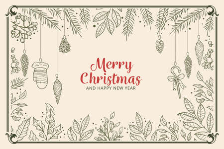 vintage christmas tree branches wallpaper vector design illustrationのイラスト素材