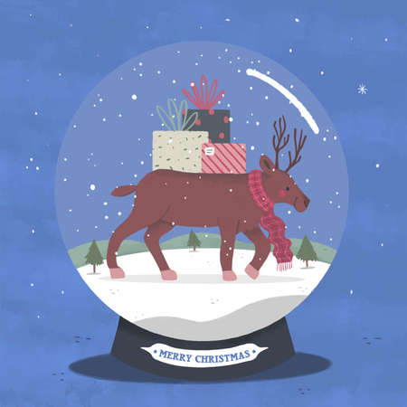 hand drawn christmas snowball globe vector design illustrationのイラスト素材