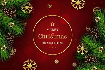 realistic christmas tree branches background vector design illustrationのイラスト素材