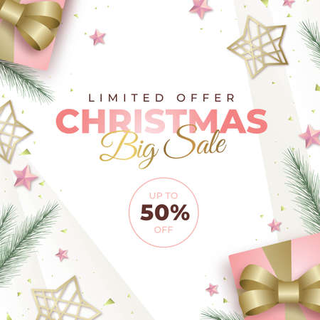 realistic christmas sale pastel colors vector design illustrationのイラスト素材