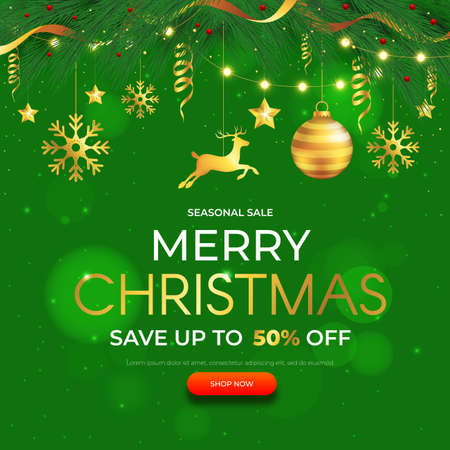 realistic Christmas sale template vector design illustrationのイラスト素材