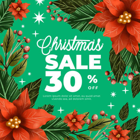 watercolor Christmas sale concept vector design illustrationのイラスト素材