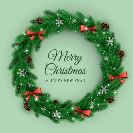 realistic christmas wreath vector design illustrationのイラスト素材