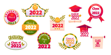 cartoon class 2022 label collectionのイラスト素材