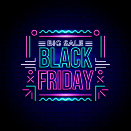 neon black friday concept vector design illustrationのイラスト素材