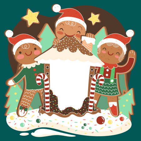 christmas character holding blank banner vector design illustrationのイラスト素材