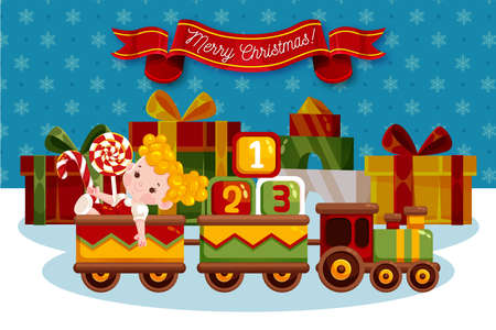 flat christmas toys background vector design illustrationのイラスト素材
