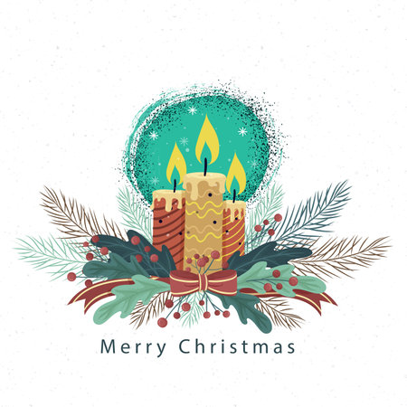 hand drawn christmas candle background vector design illustrationのイラスト素材
